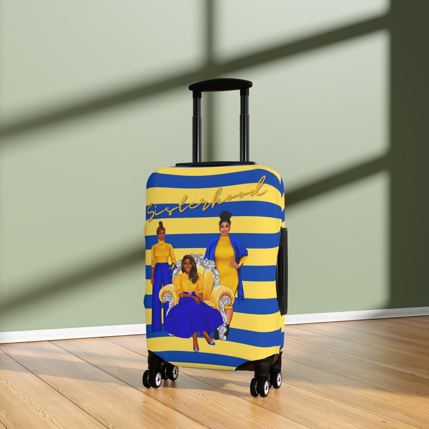 Blue and Gold Sorority Themed Luggage Cover | Soror Suitcase Gift