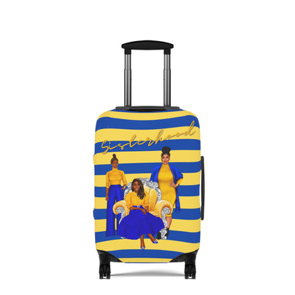 Blue and Gold Sorority Themed Luggage Cover | Soror Suitcase Gift