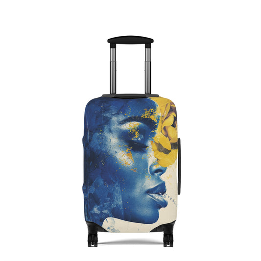 Yellow Rose Blue Face Luggage Cover | Suitcase Cover | Soror Gift 21x14