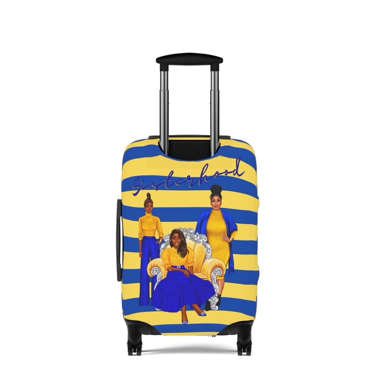 Blue and Gold Sorority Themed Luggage Cover | Soror Suitcase Gift